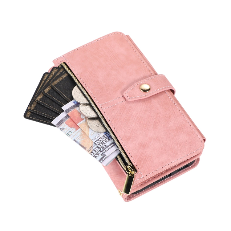 For Samsung Galaxy S23 5G Dream 9-Card Wallet Zipper Bag Leather Phone Case(Pink)