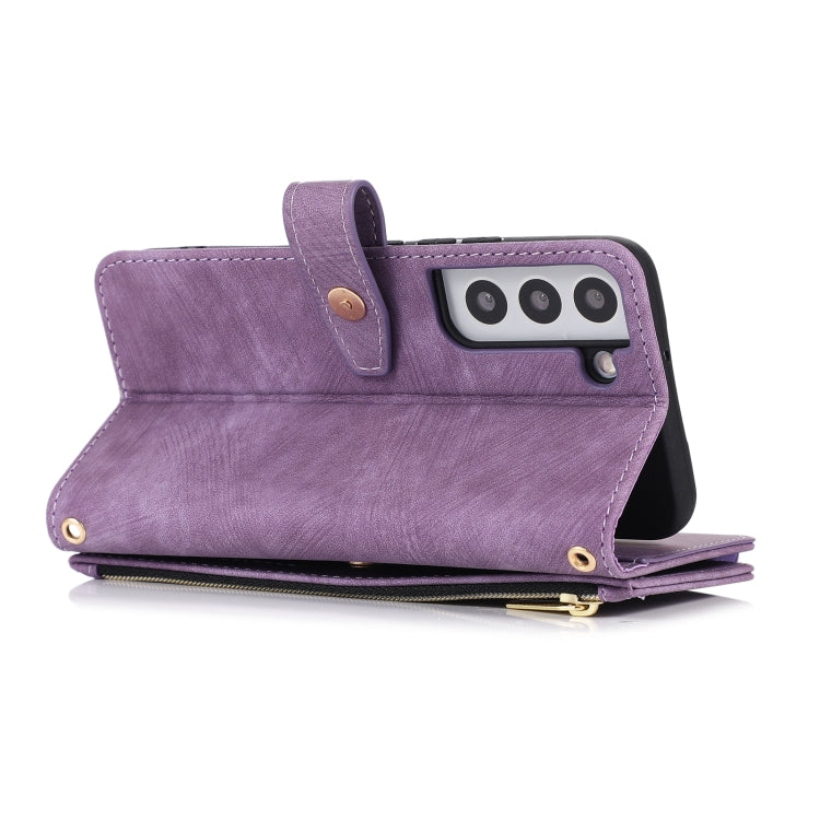 For Samsung Galaxy S23 5G Dream 9-Card Wallet Zipper Bag Leather Phone Case(Purple)