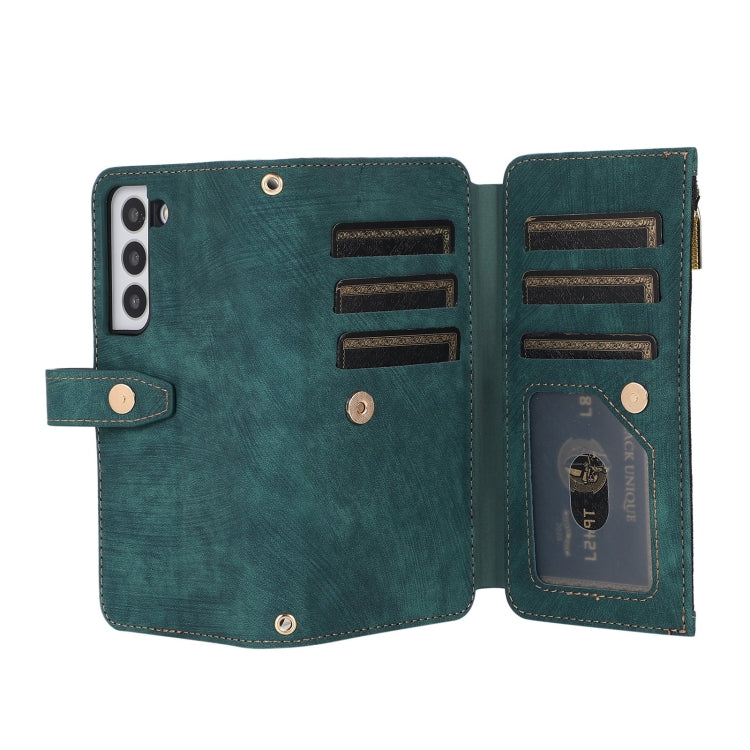 For Samsung Galaxy S23+ 5G Dream 9-Card Wallet Zipper Bag Leather Phone Case(Green)