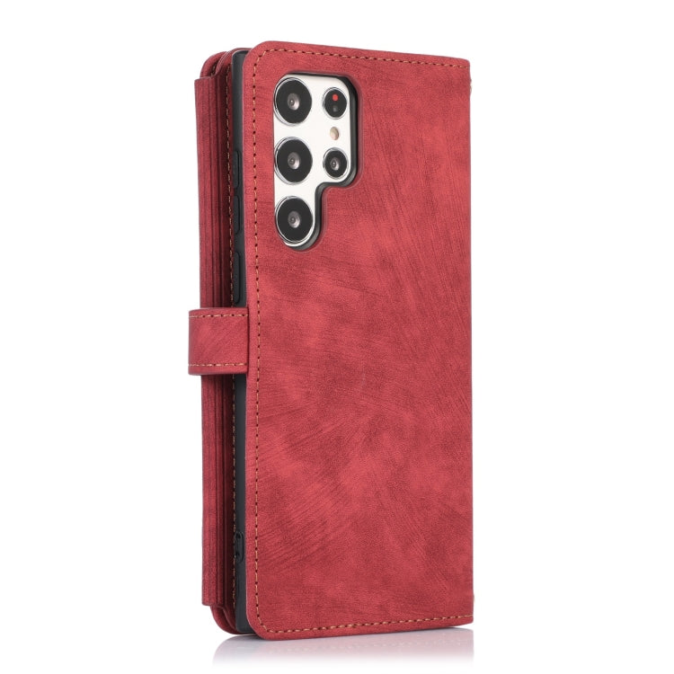 For Samsung Galaxy S23 Ultra 5G Dream 9-Card Wallet Zipper Bag Leather Phone Case(Red)