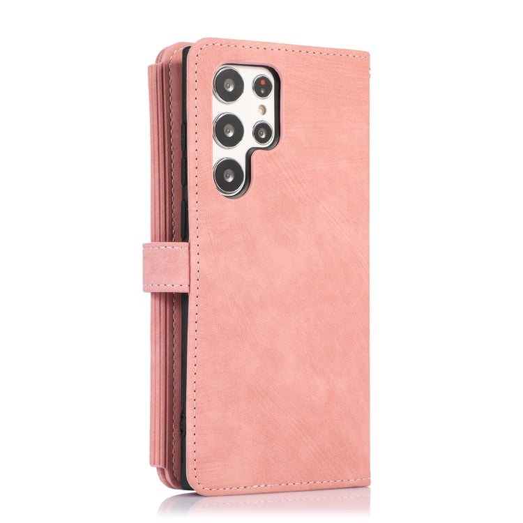 For Samsung Galaxy S23 Ultra 5G Dream 9-Card Wallet Zipper Bag Leather Phone Case(Pink)