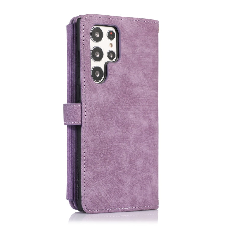 For Samsung Galaxy S23 Ultra 5G Dream 9-Card Wallet Zipper Bag Leather Phone Case(Purple)