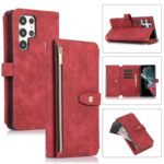 For Samsung Galaxy S22 Ultra 5G Dream 9-Card Wallet Zipper Bag Leather Phone Case(Red)