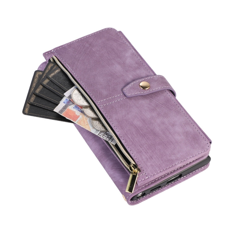 For Samsung Galaxy S22 Ultra 5G Dream 9-Card Wallet Zipper Bag Leather Phone Case(Purple)