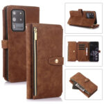 For Samsung Galaxy S20 Dream 9-Card Wallet Zipper Bag Leather Phone Case(Brown)