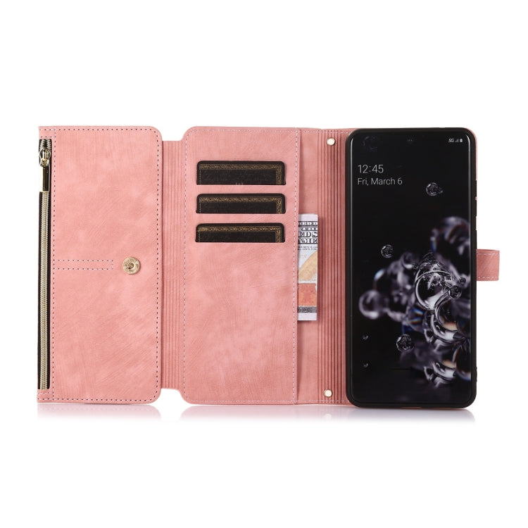 For Samsung Galaxy S20 Dream 9-Card Wallet Zipper Bag Leather Phone Case(Pink)