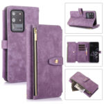 For Samsung Galaxy S20 Dream 9-Card Wallet Zipper Bag Leather Phone Case(Purple)