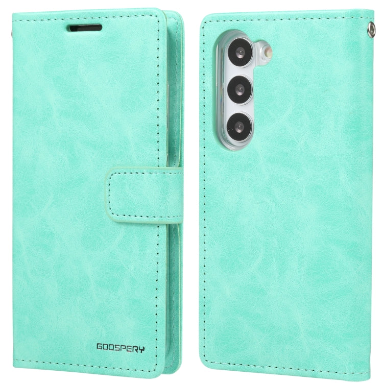 For Samsung Galaxy S23 5G GOOSPERY BLUE MOON Crazy Horse Texture Leather Phone Case(Mint Green)