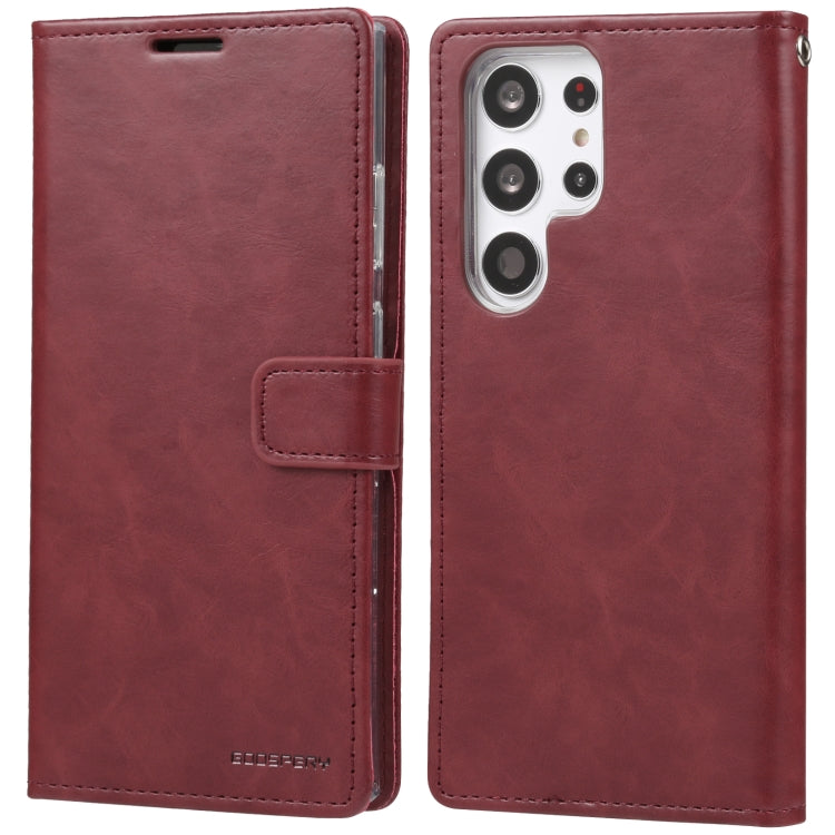 For Samsung Galaxy S23 Ultra 5G GOOSPERY BLUE MOON Crazy Horse Texture Leather Phone Case(Wine Red)