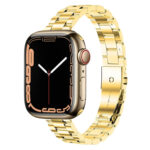 Small Waist Stainless Steel Watch Band For Apple Watch Ultra 49mm / Series 8&7 45mm / SE 2&6&SE&5&4 44mm / 3&2&1 42mm(Gold)