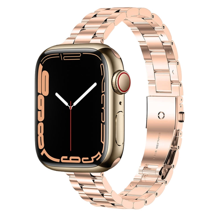 Small Waist Stainless Steel Watch Band For Apple Watch Ultra 49mm / Series 8&7 45mm / SE 2&6&SE&5&4 44mm / 3&2&1 42mm(Rose Gold)