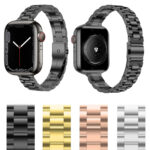 Small Waist Stainless Steel Watch Band For Apple Watch Ultra 49mm / Series 8&7 45mm / SE 2&6&SE&5&4 44mm / 3&2&1 42mm(Black)