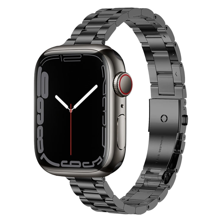 Small Waist Stainless Steel Watch Band For Apple Watch Series 8&7 41mm / SE 2&6&SE&5&4 40mm / 3&2&1 38mm(Black)