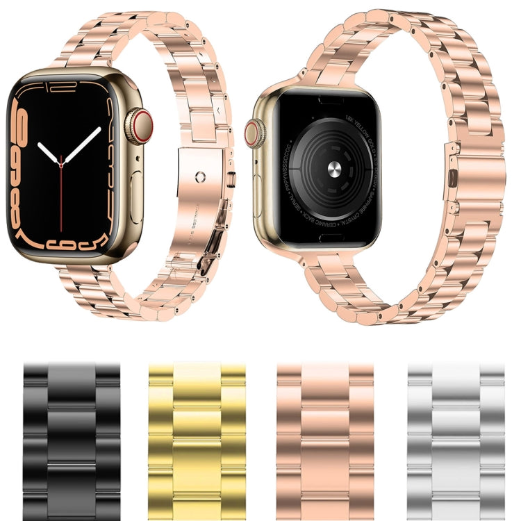 Small Waist Stainless Steel Watch Band For Apple Watch Series 8&7 41mm / SE 2&6&SE&5&4 40mm / 3&2&1 38mm(Rose Gold)