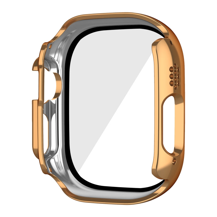 For Apple Watch Ultra 49mm Plating Gloss PC Tempered Glass Integral Watch Case(Rose Gold)