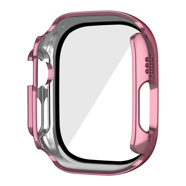 For Apple Watch Ultra 49mm Plating Gloss PC Tempered Glass Integral Watch Case(Pink)