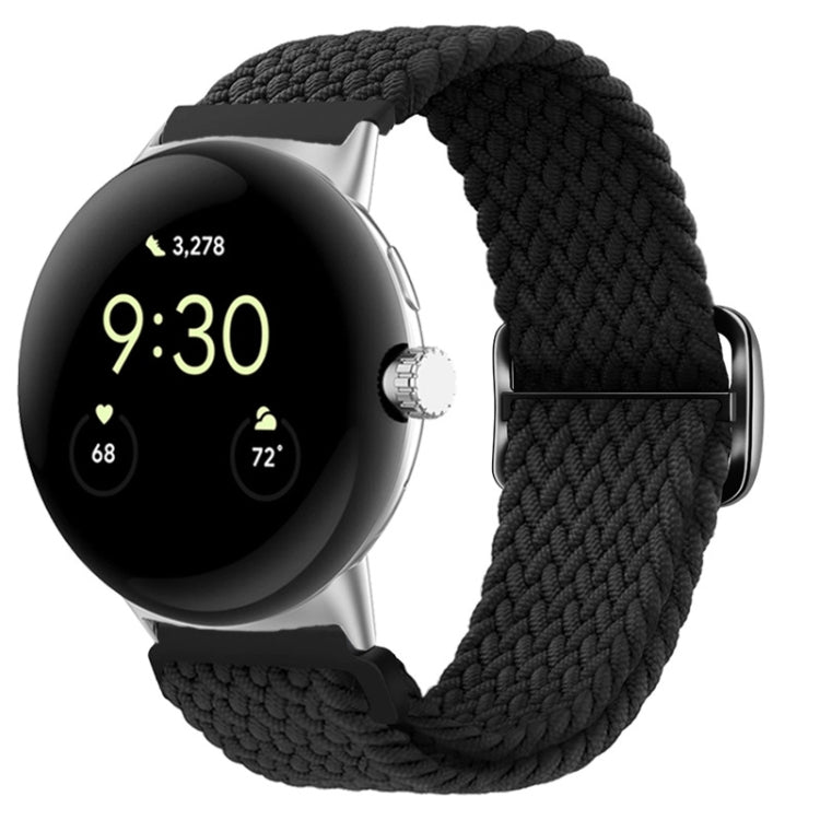 For Google Pixel Watch Buckle Nylon Braided Watch Band(Black)