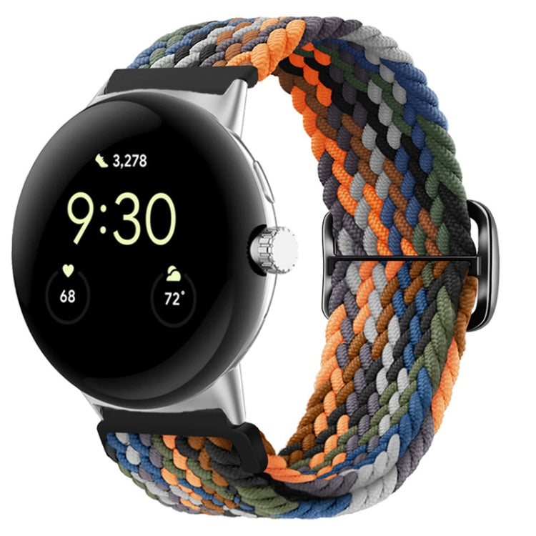 For Google Pixel Watch Buckle Nylon Braided Watch Band(Camouflage Colorful)