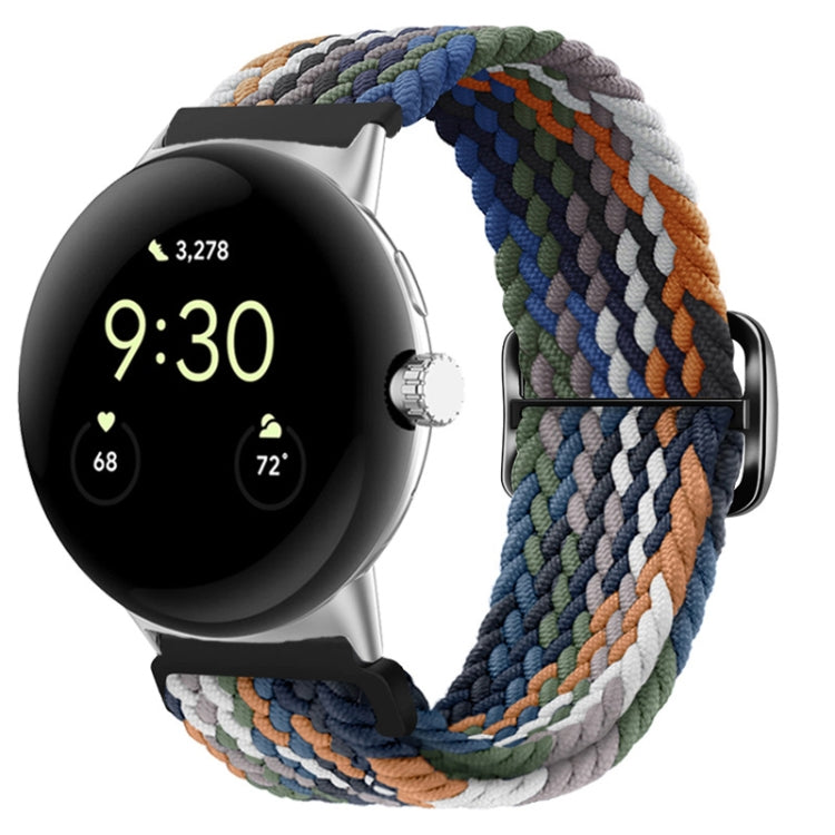 For Google Pixel Watch Buckle Nylon Braided Watch Band(Camouflage Multicolor)