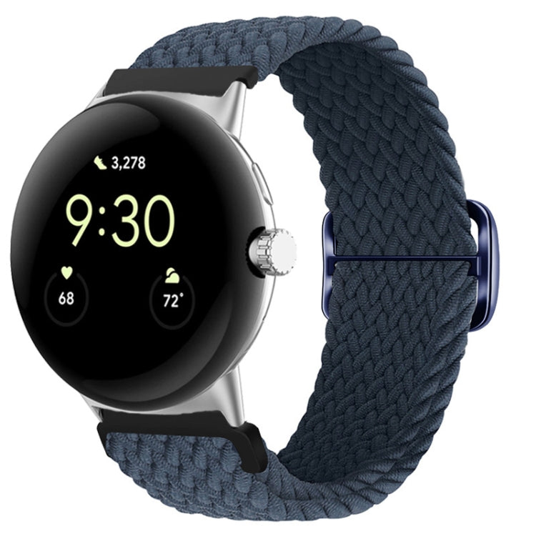 For Google Pixel Watch Buckle Nylon Braided Watch Band(Dark Blue)