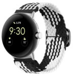 For Google Pixel Watch Buckle Nylon Braided Watch Band(Black White)