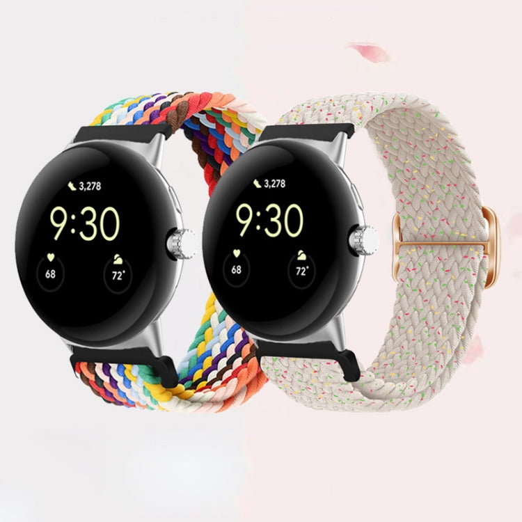 For Google Pixel Watch Buckle Nylon Braided Watch Band(Camouflage Colorful)