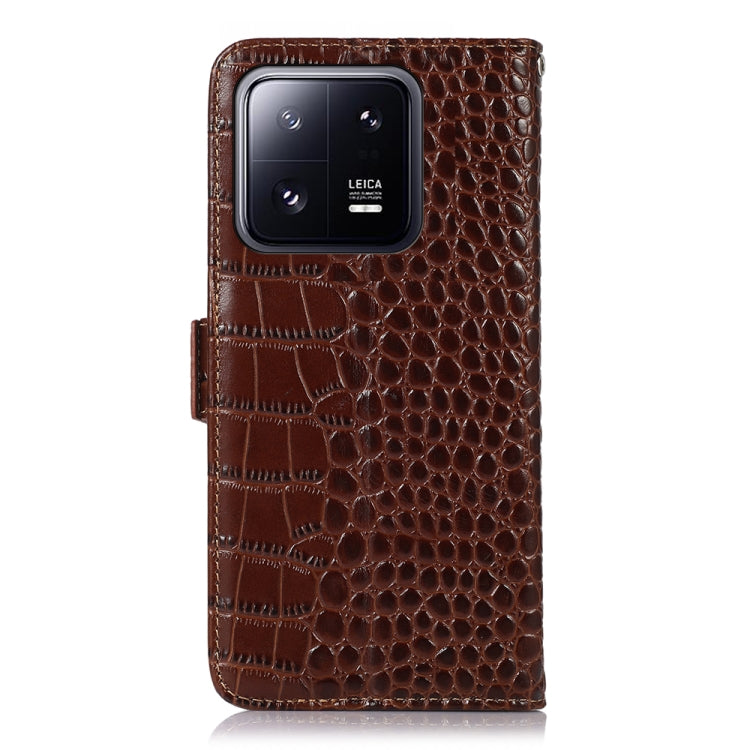 For Xiaomi 13 Pro Crocodile Top Layer Cowhide Leather Phone Case(Brown)