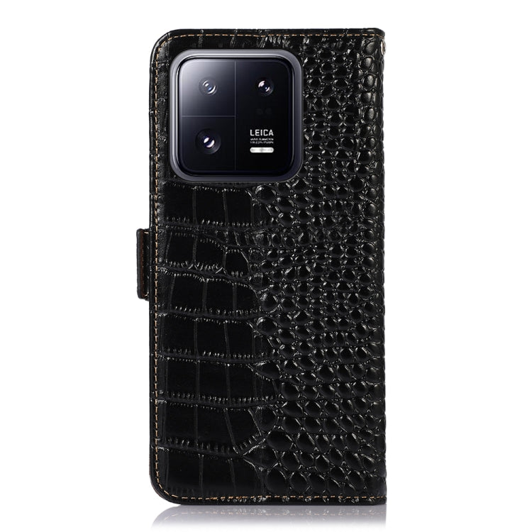 For Xiaomi 13 Pro Crocodile Top Layer Cowhide Leather Phone Case(Black)