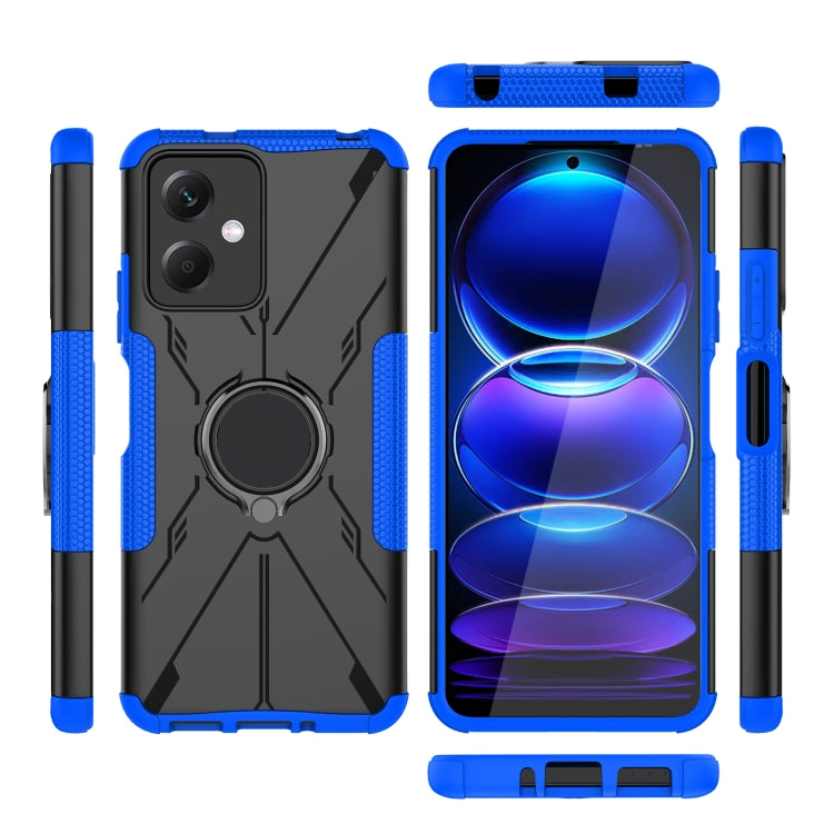 For Xiaomi Redmi Note 12 5G Armor Bear Shockproof PC + TPU Phone Case with Ring(Blue)