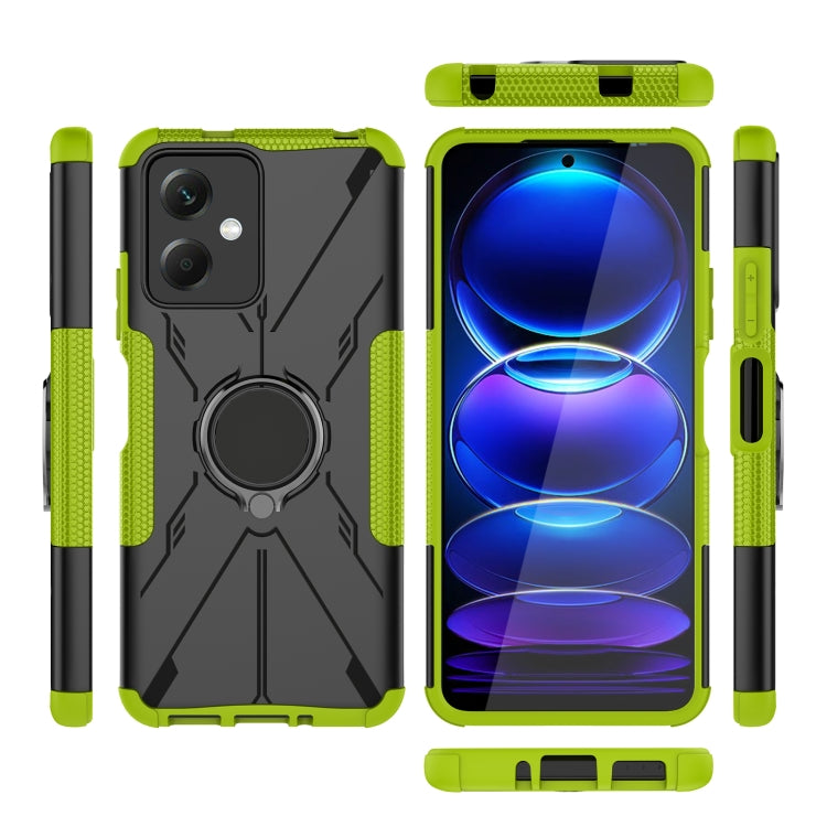 For Xiaomi Redmi Note 12 5G Armor Bear Shockproof PC + TPU Phone Case with Ring(Green)