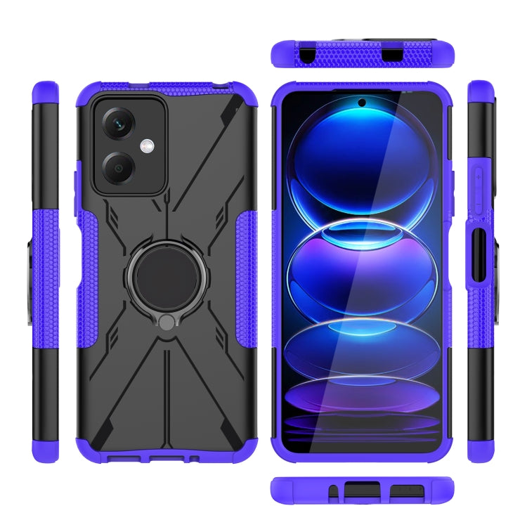 For Xiaomi Redmi Note 12 5G Armor Bear Shockproof PC + TPU Phone Case with Ring(Purple)