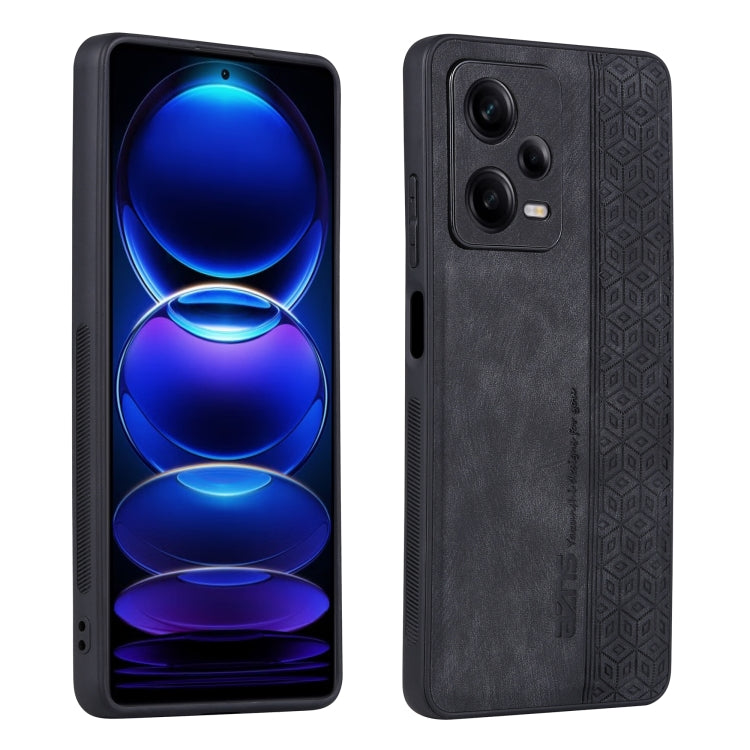 For Xiaomi Redmi Note 12 Pro AZNS 3D Embossed Skin Feel Phone Case(Black)