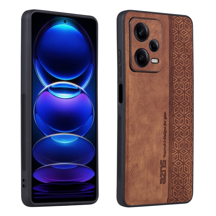 For Xiaomi Redmi Note 12 Pro AZNS 3D Embossed Skin Feel Phone Case(Brown)