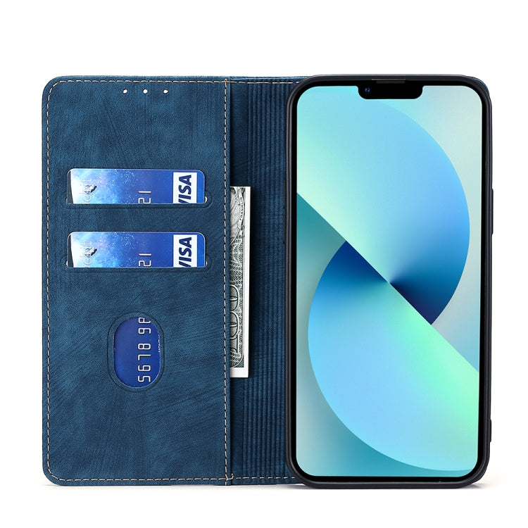 For Xiaomi 13 RFID Anti-theft Brush Magnetic Leather Phone Case(Blue)