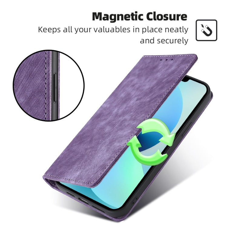 For Xiaomi 13 RFID Anti-theft Brush Magnetic Leather Phone Case(Purple)