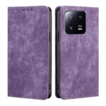 For Xiaomi 13 Pro RFID Anti-theft Brush Magnetic Leather Phone Case(Purple)