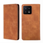 For Xiaomi 13 Pro Skin Feel Magnetic Horizontal Flip Leather Phone Case(Light Brown)