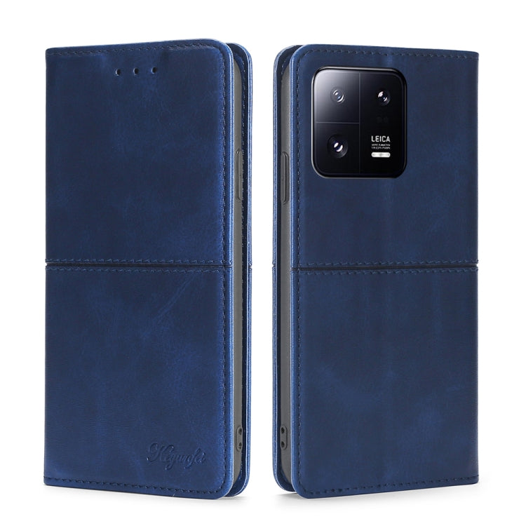 For Xiaomi 13 Pro Cow Texture Magnetic Horizontal Flip Leather Phone Case(Blue)