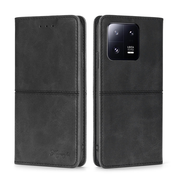 For Xiaomi 13 Pro Cow Texture Magnetic Horizontal Flip Leather Phone Case(Black)