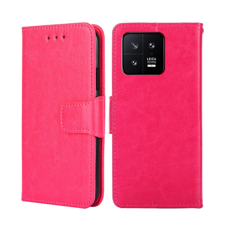 For Xiaomi 13 Crystal Texture Leather Phone Case(Rose Red)