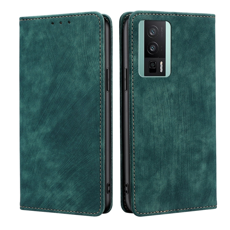 For Xiaomi Redmi K60 / K60 Pro RFID Anti-theft Brush Magnetic Leather Phone Case(Green)