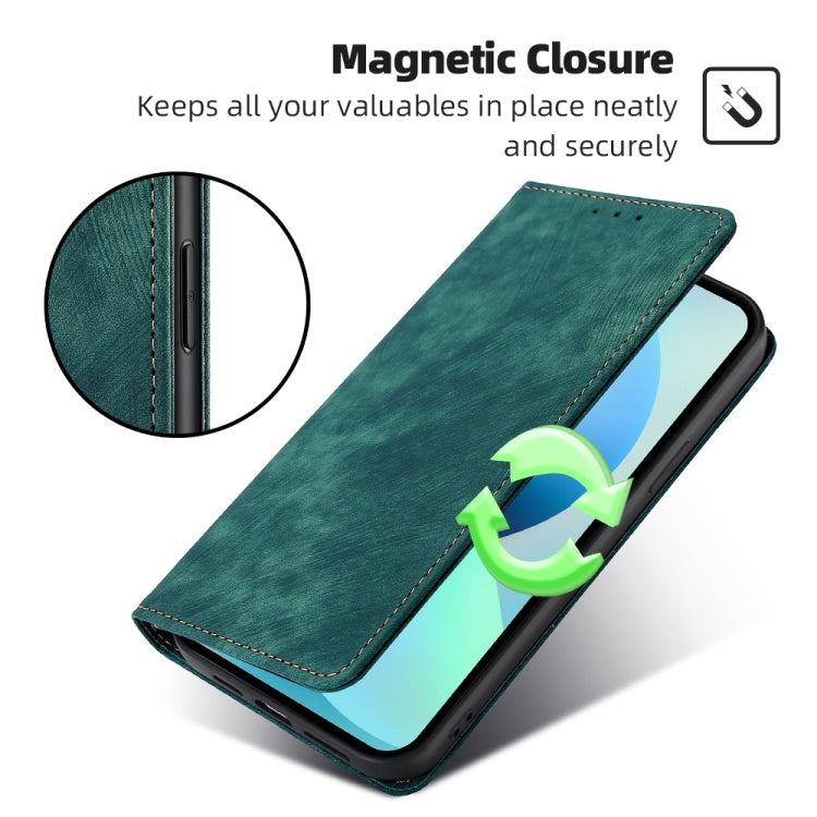 For Xiaomi Redmi K60 / K60 Pro RFID Anti-theft Brush Magnetic Leather Phone Case(Green)