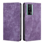 For Xiaomi Redmi K60 / K60 Pro RFID Anti-theft Brush Magnetic Leather Phone Case(Purple)