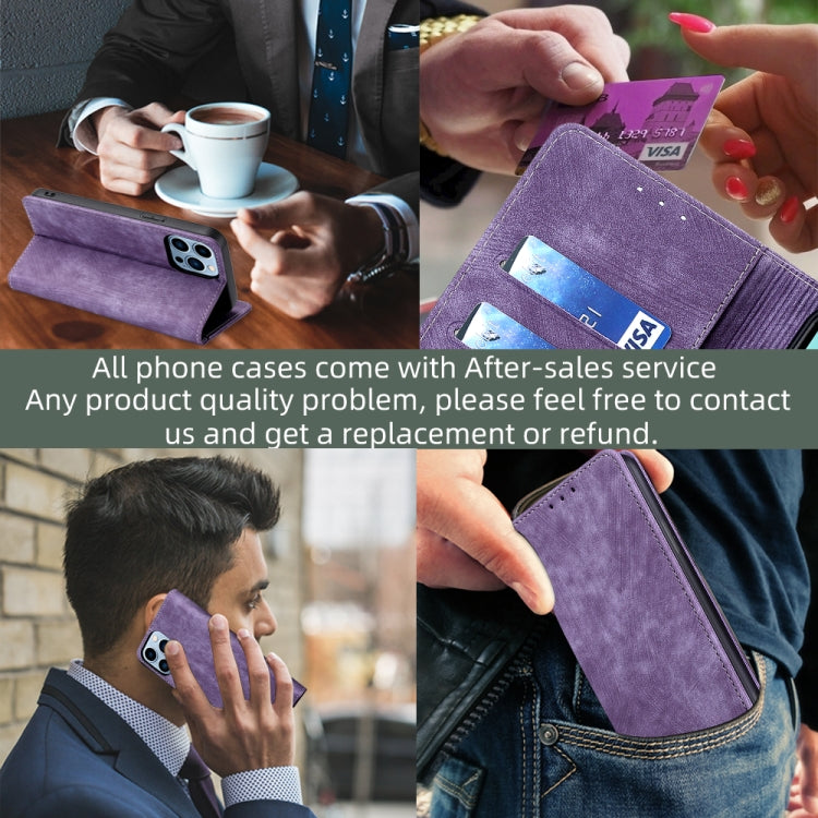 For Xiaomi Redmi K60 / K60 Pro RFID Anti-theft Brush Magnetic Leather Phone Case(Purple)