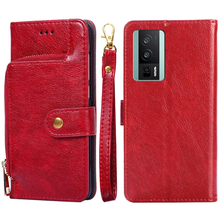 For Xiaomi Redmi K60 / K60 Pro Zipper Bag Leather Phone Case(Red)