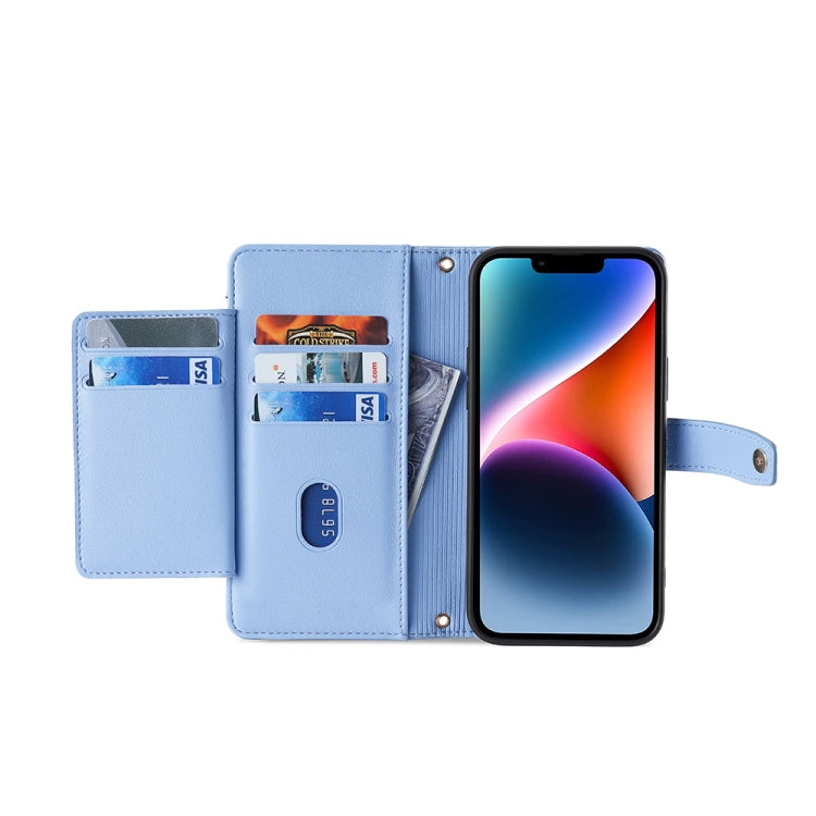 For Xiaomi Redmi K60 / K60 Pro Sheep Texture Cross-body Zipper Wallet Leather Phone Case(Blue)