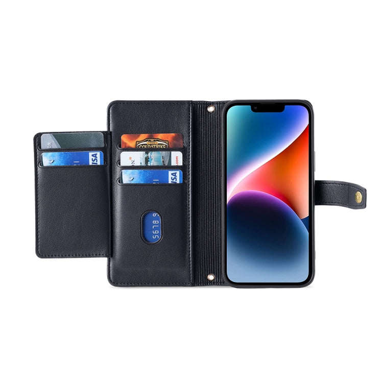 For Xiaomi Redmi K60 / K60 Pro Sheep Texture Cross-body Zipper Wallet Leather Phone Case(Black)