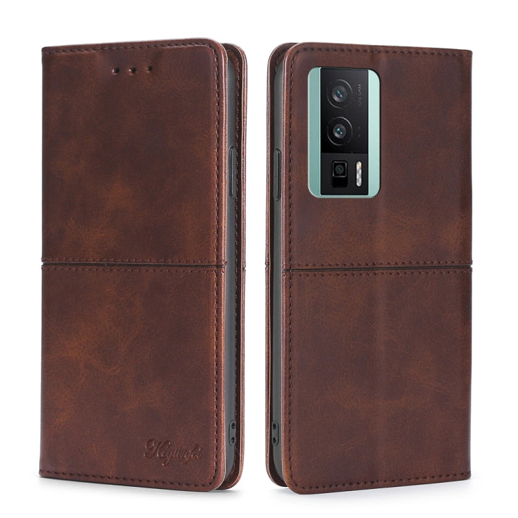 For Xiaomi Redmi K60 / K60 Pro Cow Texture Magnetic Horizontal Flip Leather Phone Case(Dark Brown)
