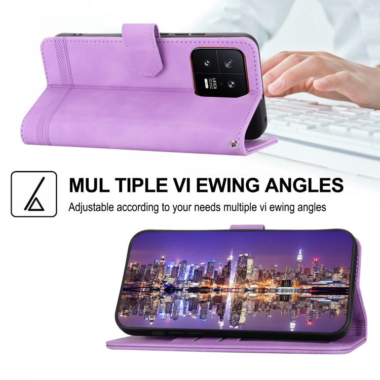 For Xiaomi 13 Dierfeng Dream Line TPU + PU Leather Phone Case(Purple)