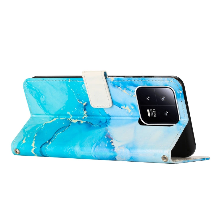 For Xiaomi 13 Pro Painted Marble Pattern Leather Phone Case(Blue Green)